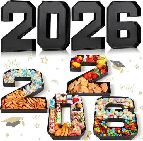 4 Pcs 2024 Charcuterie Numbers Fillable Graduation Cardboard Number Box for Charcuterie Fillable Food Tray Grad Party Favors Candy Cupcake Box for High School College Party Supplies in Kuwait