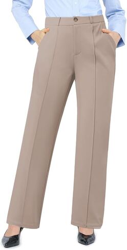 High Waist Stretch Work Pants for Women Straight Leg Business Casual Office Slacks Trousers Formal Wear with Pockets in Saudi Arabia