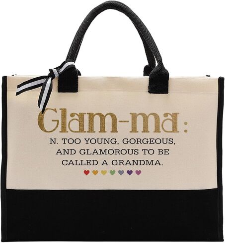 EDCTO Canvas Bag Gift for Grandma, Glam-ma Canvas Shopping Bag, Cotton Canvas Tote Bag, Grandma Definition Tote Bag, Mother's Day Gift for Grandma, Novelty Grandma Gift, Grandma Birthday Gift in Saudi Arabia