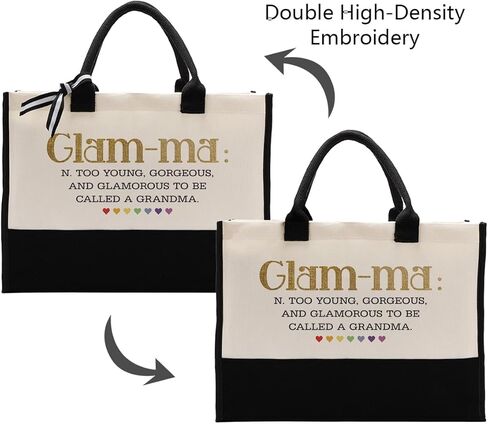 EDCTO Canvas Bag Gift for Grandma, Glam-ma Canvas Shopping Bag, Cotton Canvas Tote Bag, Grandma Definition Tote Bag, Mother's Day Gift for Grandma, Novelty Grandma Gift, Grandma Birthday Gift in Saudi Arabia