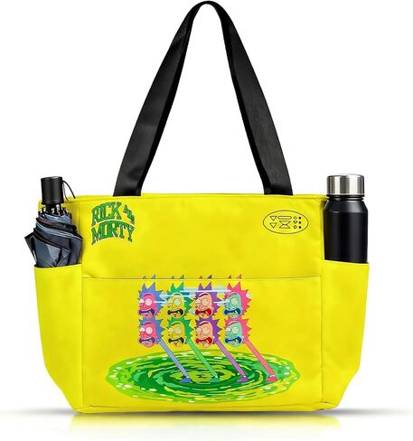 OtRainbow Rick and Morty Tote Bag for Women&Men,Multi-purpose Travel Tote with Front Pockets,Perfect for School,Work, Travel in Saudi Arabia