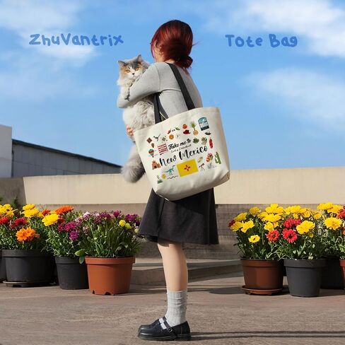 Take Me To New Mexico Tote Bag Reusable Grocery Bags Aesthetic Shopping Shoulder Handbag with Interior Pocket Lightweight & Washable Stylish New Mexico Travel Present for Women in Saudi Arabia