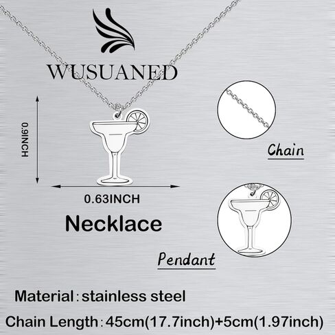 WUSUANED Funny Margarita Cup Necklace Margarita Cocktail Jewelry Drinking Lover Gift Margarita Lover Gift in Saudi Arabia