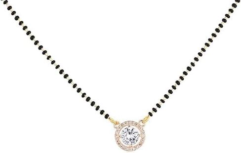 one Stone Pendant Necklace Black Beads Mangalsutra For Women With Extendable Chain pack of 2 by The Great Indian Store in Saudi Arabia