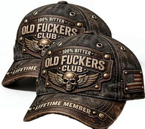 Old Fuckers Club-Vintage Baseball Cap, 100% Bitter Lifetime Member Hat, Retro Adjustable Handmade Distressed Cap in Saudi Arabia