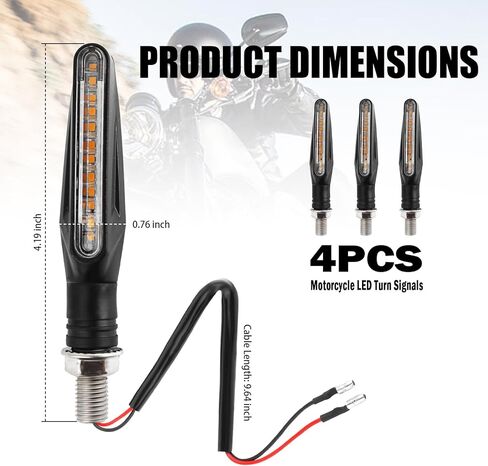 4PCS Motorcycle Turn Signals LED,2026 New Dynamic Sequential Flowing Motorcycle Blinkers with 12 High-Brightness LEDs,Universal 12V Dirt Bike Turn Dignals Motorcycles Parts in Saudi Arabia