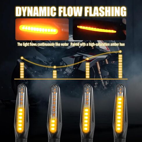 4PCS Motorcycle Turn Signals LED,2026 New Dynamic Sequential Flowing Motorcycle Blinkers with 12 High-Brightness LEDs,Universal 12V Dirt Bike Turn Dignals Motorcycles Parts in Saudi Arabia