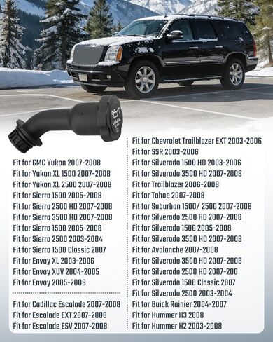 Engine Oil Filler Tube with Oil Filler Cap 917-420 FC208 Fit for GMC Yukon Sierra Envoy, Fit for Chevrolet Tahoe Silverado, Compatible with Cadillac Buick Hummer Etc, Replace 12574386 12573337 in Saudi Arabia