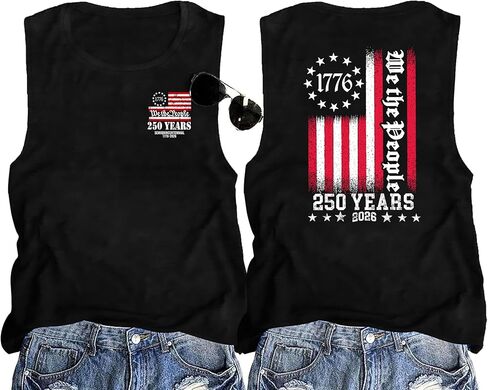 NEWWEN 250th الذكرى الولايات المتحدة الأمريكية قميص المرأة 4th من يوليو تانك القمم العلم الأمريكي الجرافيك قمصان بلا أكمام الدبابات الوطنية in Kuwait