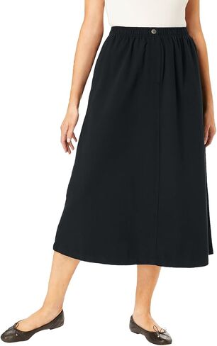 Woman Within Plus Size 7-Day Elastic-Waist All-Cotton Pull-On Denim Jeans Skirt in Saudi Arabia
