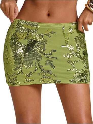 تنورة نسائية قصيرة مُزينة بالترتر مُزينة بالزهور، تنانير ضيقة صيفية وحفلات النادي in Kuwait