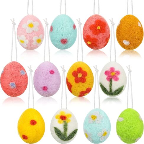 Tatuo 12 Pcs Easter Eggs Decorations Felt Easter Eggs Crafts for Small Tree Basket Decor Party Favors DIY Supplies Home(Cute Style) in Saudi Arabia