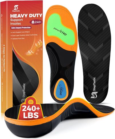 240+ LBS Heavy Duty Support Insoles for Men Women, Orthotic Insert for Plantar Fasciitis, Flat Feet, Arch Support Inserts with Shock Absorbing, Cuttable, 1 Pair(Blue,M9.5-10.5/W10.5-11.5) in Saudi Arabia