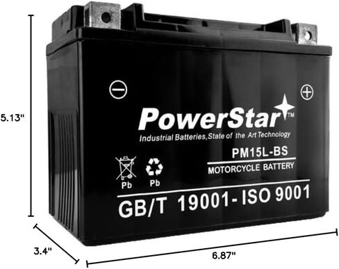 PowerStar 15L-BS Powersports Battery YTX15L-BS GTX15L-BS PTX15L-BS STX15L-BS in Saudi Arabia