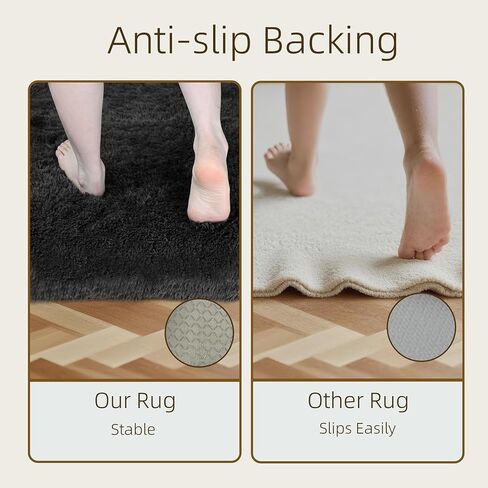 2x3 Solid Fluffy Black Area Rug – Washable, Durable, Small Bedroom Rug, Non-Slip High Pile Shag Rugs for Living Room, Bedroom, Bedside, Dorms,Grils Rooms, Kids Room, Soft Indoor Floor Carpet in Saudi Arabia