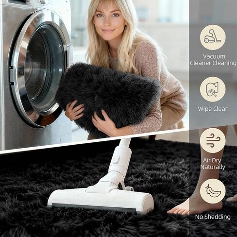 2x3 Solid Fluffy Black Area Rug – Washable, Durable, Small Bedroom Rug, Non-Slip High Pile Shag Rugs for Living Room, Bedroom, Bedside, Dorms,Grils Rooms, Kids Room, Soft Indoor Floor Carpet in Saudi Arabia