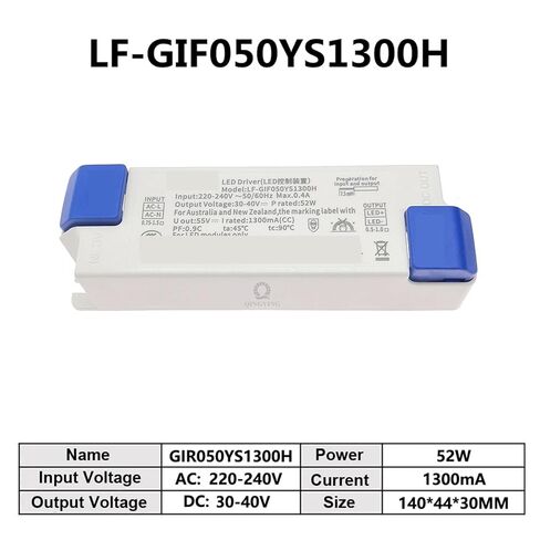 1pcs LED Driver 52W 1300mA DC 30-40V AC220-240V LF-GIF050YS1300H Transformer LED Driver Panel LED Luminaire Power Supply in Saudi Arabia