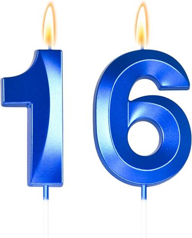 Big 2.76 inch Blue 16 Birthday Candle 11th Birthday Decorations for Boys, 16th Birthday Candles for Bruh Im 16 Birthday Decorations,Number 16 Candles in Kuwait