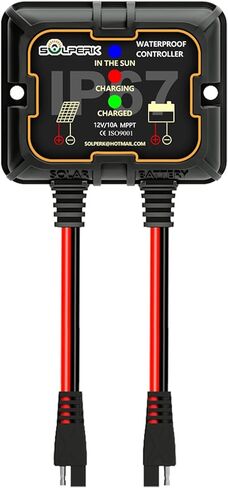 وحدة التحكم بالشحن الشمسي SOLPERK MPPT 10A 12V، وحدة تحكم محمولة ذكية مقاومة للماء IP67 وحدات تحكم الألواح الشمسية لـ AGM، الجل، المغمورة وبطارية الليثيوم in Kuwait