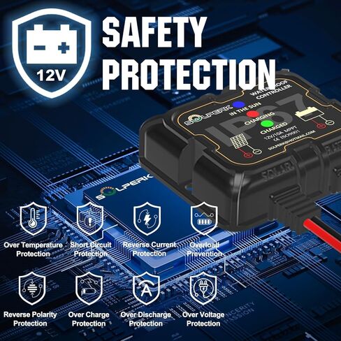 وحدة التحكم بالشحن الشمسي SOLPERK MPPT 10A 12V، وحدة تحكم محمولة ذكية مقاومة للماء IP67 وحدات تحكم الألواح الشمسية لـ AGM، الجل، المغمورة وبطارية الليثيوم in Kuwait