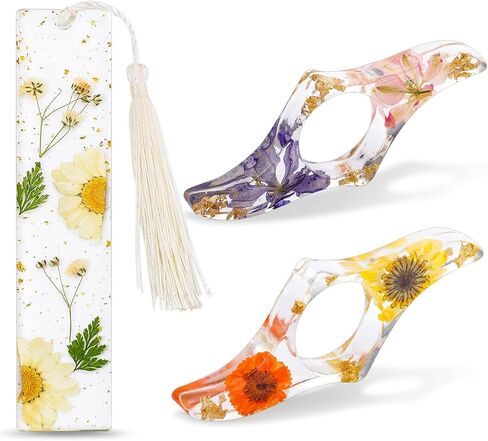 10Pcs Flower Resin Bookmark Transparent Floral Bookmarks for Women Cute Bookmarks Flower Page Marker with Tassels, Gifts for Book Lovers, Women, Kids in Saudi Arabia