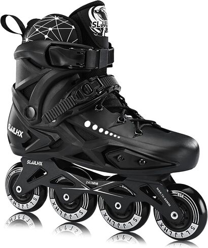 زلاجات مضمنة احترافية للرجال والنساء، زلاجات للياقة البدنية، زلاجات دوارة للياقة البدنية للبالغين من الذكور والإناث، زلاجات سباق سريعة مريحة للتنفس مع بطانة قابلة للغسل، للجنسين المبتدئين، أسود in Kuwait