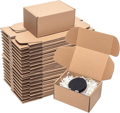 صناديق شحن مقاس 6x4x3 بوصة 60 عبوة - صندوق بريد من الورق المقوى المموج البني للأعمال الصغيرة، مستلزمات تغليف بريد الأدب المتوسط in Kuwait
