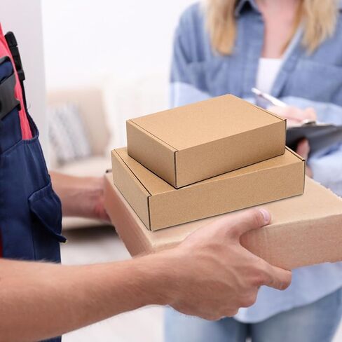 صناديق شحن مقاس 6x4x3 بوصة 60 عبوة - صندوق بريد من الورق المقوى المموج البني للأعمال الصغيرة، مستلزمات تغليف بريد الأدب المتوسط in Kuwait