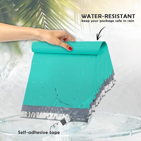 Yens Poly Mailers 10X13 100 حزمة أزرق مخضر، مغلفات شحن لاصقة ذاتية الغلق قوية مقاومة للماء للشحن والبريد والتعبئة M4 in Kuwait