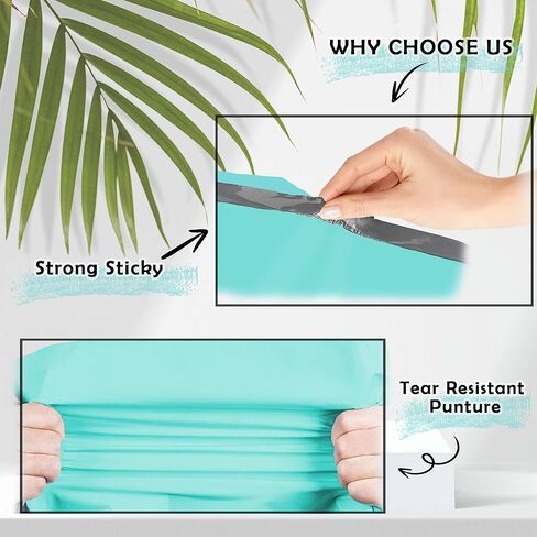 Yens Poly Mailers 10X13 100 حزمة أزرق مخضر، مغلفات شحن لاصقة ذاتية الغلق قوية مقاومة للماء للشحن والبريد والتعبئة M4 in Kuwait