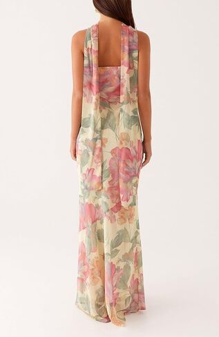 Women's Strapless Floral Dresses with Scarf Mesh Tube Maxi Dress Spring Summer Wedding Guest Cocktail Beach Party in Saudi Arabia