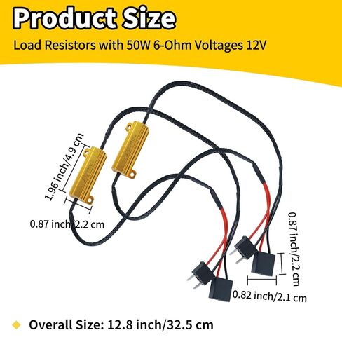 2Pcs H7 Load Resistor Kit Fix Hyper Flash, 50W 6 Ohm H7 Resistors for Switchback Turn Signal Light, Load Resistor Turn Signal Kit Canbus Decoder in Kuwait
