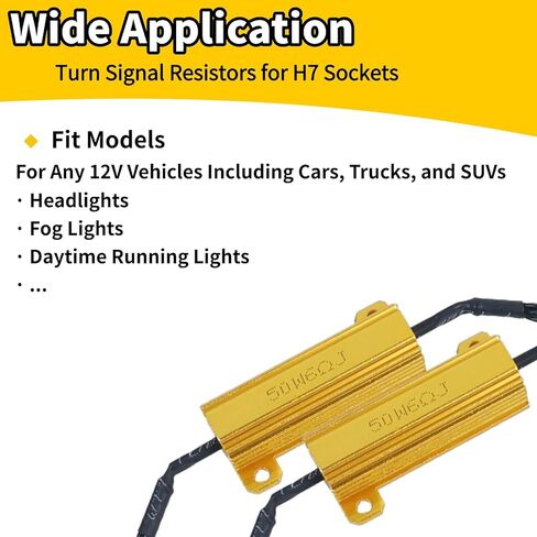 2Pcs H7 Load Resistor Kit Fix Hyper Flash, 50W 6 Ohm H7 Resistors for Switchback Turn Signal Light, Load Resistor Turn Signal Kit Canbus Decoder in Kuwait