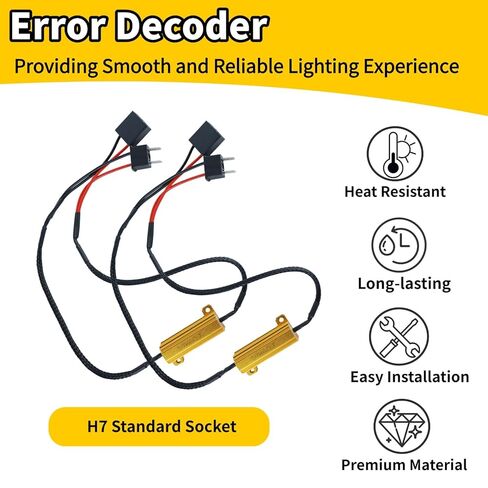 2Pcs H7 Load Resistor Kit Fix Hyper Flash, 50W 6 Ohm H7 Resistors for Switchback Turn Signal Light, Load Resistor Turn Signal Kit Canbus Decoder in Kuwait