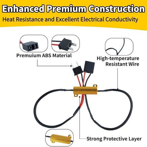 2Pcs H7 Load Resistor Kit Fix Hyper Flash, 50W 6 Ohm H7 Resistors for Switchback Turn Signal Light, Load Resistor Turn Signal Kit Canbus Decoder in Kuwait