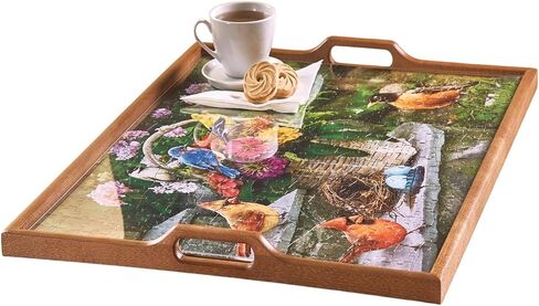 Bits and Pieces Jigsaw Puzzle Serving Tray - Wood Tray Holds 18" x 24" Jigsaw Puzzles, Removable Acrylic Puzzle Cover - Puzzling Accessories in Saudi Arabia
