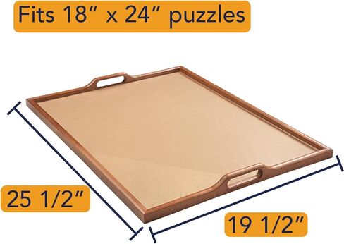 Bits and Pieces Jigsaw Puzzle Serving Tray - Wood Tray Holds 18" x 24" Jigsaw Puzzles, Removable Acrylic Puzzle Cover - Puzzling Accessories in Saudi Arabia