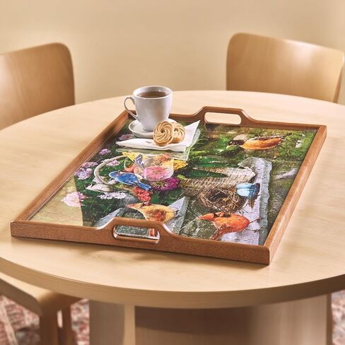 Bits and Pieces Jigsaw Puzzle Serving Tray - Wood Tray Holds 18" x 24" Jigsaw Puzzles, Removable Acrylic Puzzle Cover - Puzzling Accessories in Saudi Arabia