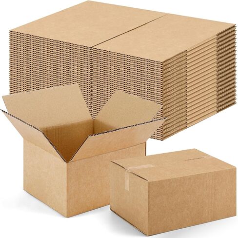 25 Pack 7x5x4 Inches Shipping Boxes, Kraft Corrugated Mailer Boxes, Heavy Duty Cardboard Box, Small Shipping Box for Shipping Packaging Mailing Storage Small Business in Kuwait