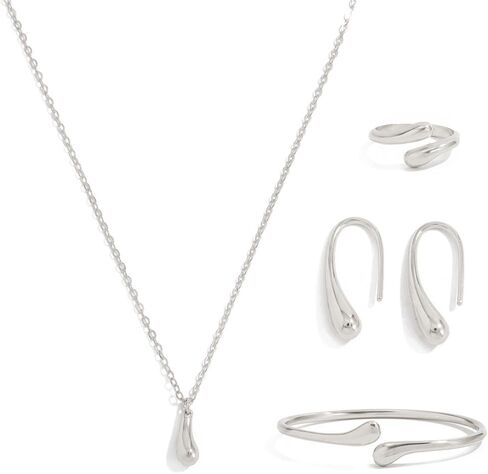 Women's Jewelry Set Gold Teardrop Jewelry Set Statement Elegance Jewelry with Necklace Bracelet Ring Earrings Ideal Jewelry Gift for Women in Saudi Arabia