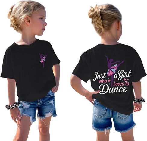 Just A Girl Who Loves to Dance Shirts for Girls Ballet Graphic Tees Cute Kids Tshirt Dancer Gifts Short Sleeve Shirt in Kuwait