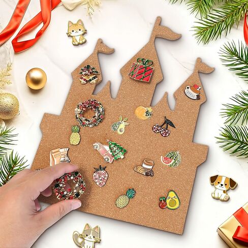 Castle Pin Display Cork Board - 14x11 inch Enamel Pin Board for Brooch and Pin Collection Display, Ideal for Home, Office and School Decor in Saudi Arabia