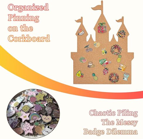 Castle Pin Display Cork Board - 14x11 inch Enamel Pin Board for Brooch and Pin Collection Display, Ideal for Home, Office and School Decor in Saudi Arabia