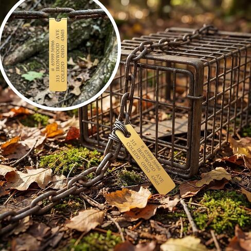 50 Pcs Brass Tags for Trapping Copper Tags Crab Trap Identification Tag Trapping Supplies for Hunting Wildlife Tracking Outdoor Equipment in Kuwait