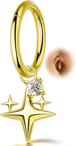 COCHARM الفرس البطن زر خواتم 14 جرام مطلية بالذهب البطن زر ثقب هوب استرخى ستار السرة ثقب المجوهرات 8/10 مللي متر in Saudi Arabia
