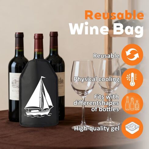 مبرد زجاجات النبيذ، غلاف مبرد النبيذ، غلاف تبريد النبيذ للزجاجة يحافظ على النبيذ أو الشمبانيا أو المشروبات باردة لساعات، واقٍ، ومحمول in Kuwait