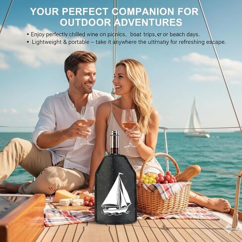 مبرد زجاجات النبيذ، غلاف مبرد النبيذ، غلاف تبريد النبيذ للزجاجة يحافظ على النبيذ أو الشمبانيا أو المشروبات باردة لساعات، واقٍ، ومحمول in Kuwait