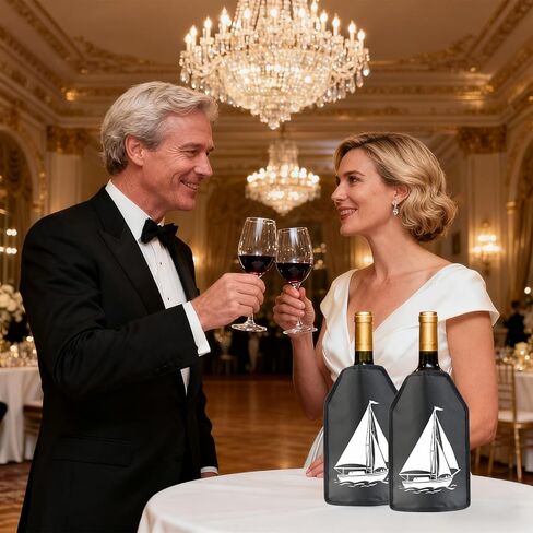 مبرد زجاجات النبيذ، غلاف مبرد النبيذ، غلاف تبريد النبيذ للزجاجة يحافظ على النبيذ أو الشمبانيا أو المشروبات باردة لساعات، واقٍ، ومحمول in Kuwait