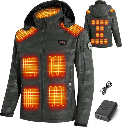 21-Zone Heated Jacket for Men with 20000mah Battery Pack, Soft Shell Winter Coat for Hiking Skiing Outdoor Activities in Saudi Arabia