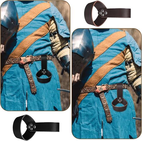 2PCS Sword Holder Medieval Renaissance Leather Sword Sheath for Themed Party Halloween Knight Princes Cosplay Decor Role Play Costume Accessories in Saudi Arabia